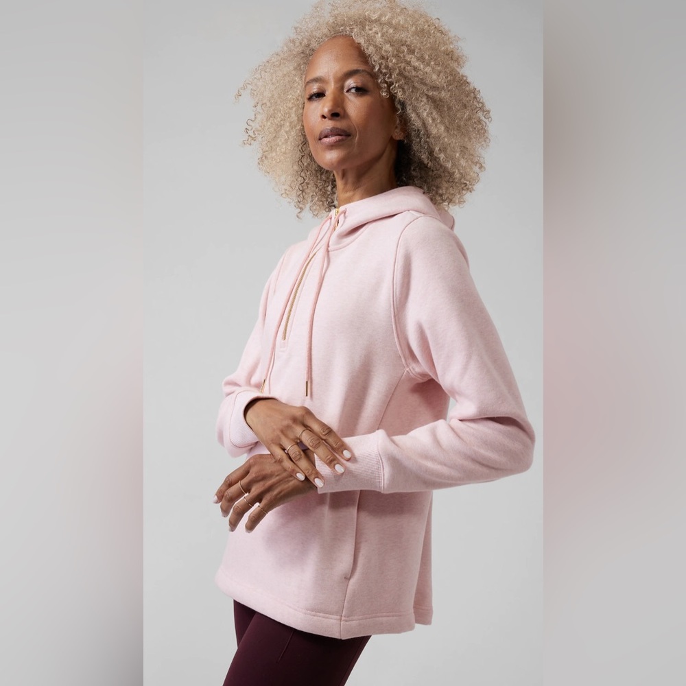 Athleta Cozy Karma 1/4 Zip Hoodie Color: Orchid Pink Heather